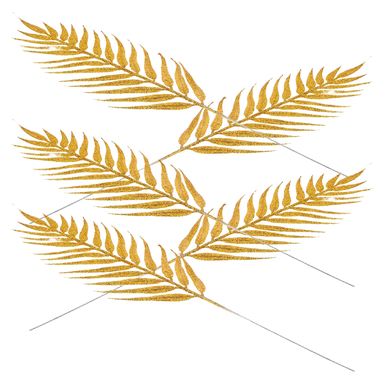 

5pcs Dusted Artificial Leaves Decor Artificial Glittered Leaf Decoration 40cm Golden Bouquet Stem Wedding Plants