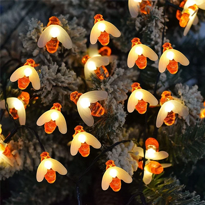 1Pc Honeybee Fairy String Light 10/20/30/40 Led Warm White Lights For Party Birthday Wedding Christmas Indoor Outdoor Decoration