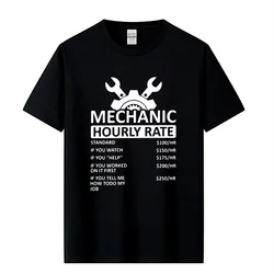 Men's T-Shirt Mechanic Hourly Rate Unique 100% Cotton Tee Shirt Male Tshirt Car Fix Engineer T Shirt Clothing Gift Idea