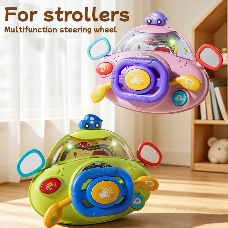 Macaron Kids Early Educational Toy Set Electric Steering Wheel Musical Activity Table Sound Light Stroller Game Boys Girls Gift