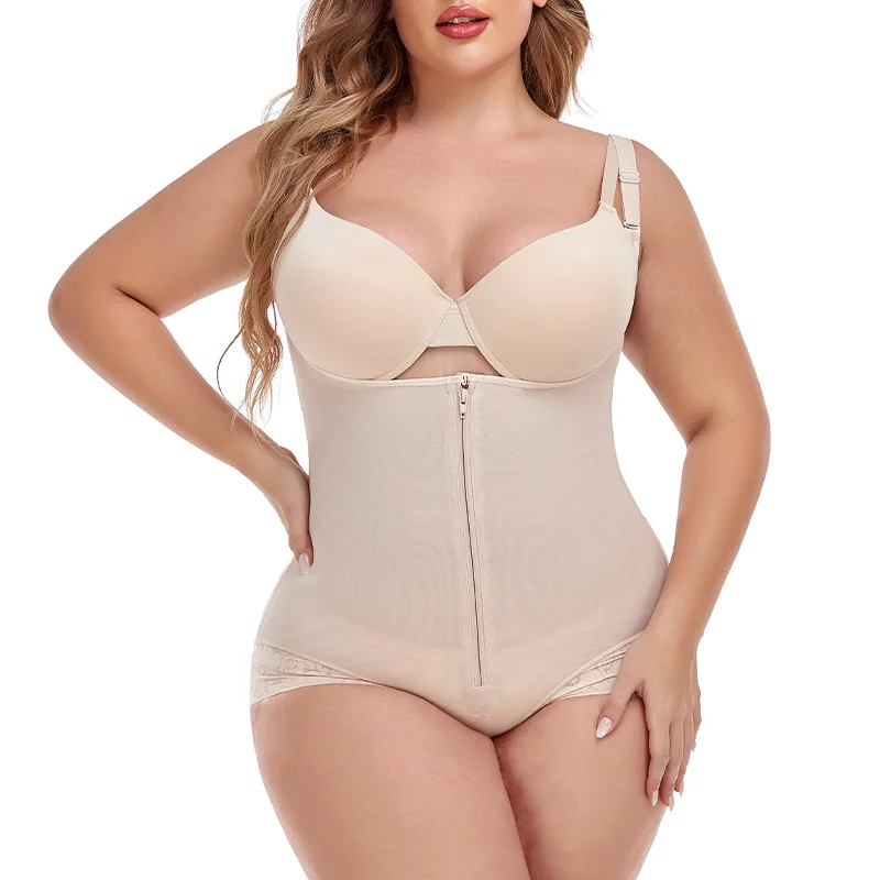 

Plus Size S-6XL Open Bust Zipper Shapewear High Compression Tummy Control Butt Lifter Bodysuit for Curvy Women