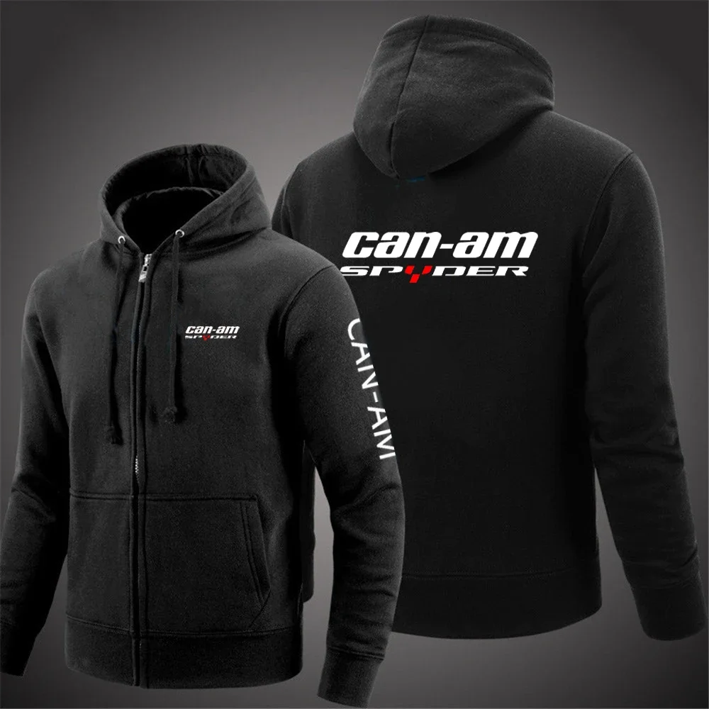 Can Am Spyder Motorcycles Men\'s New Print Solid Color Zipper Long Sleeve Jackets Fashion Casual Sweatshirt Hoodie Pullover Tops