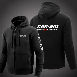 Can Am Spyder Motorcycles Men's New Print Solid Color Zipper Long Sleeve Jackets Fashion Casual Sweatshirt Hoodie Pullover Tops