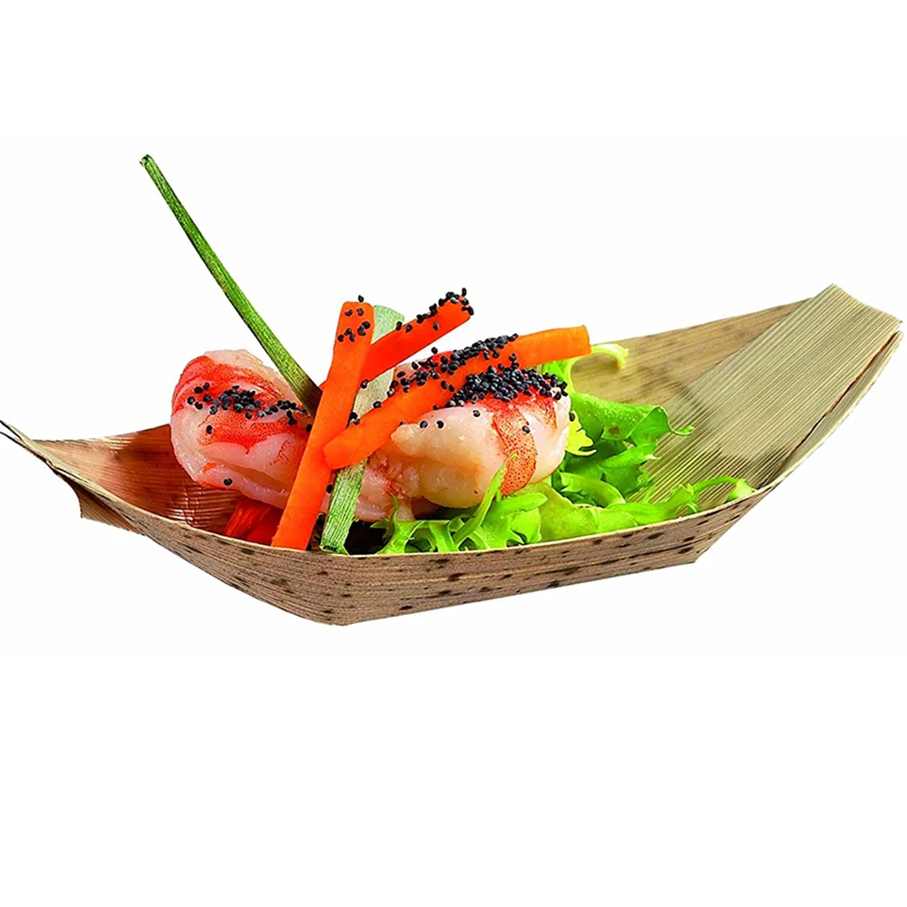 20 Pieces x Home Party Event Wedding Supplies, Disposable Eco-Friendly Tableware 220mm Bamboo Leaf Boat