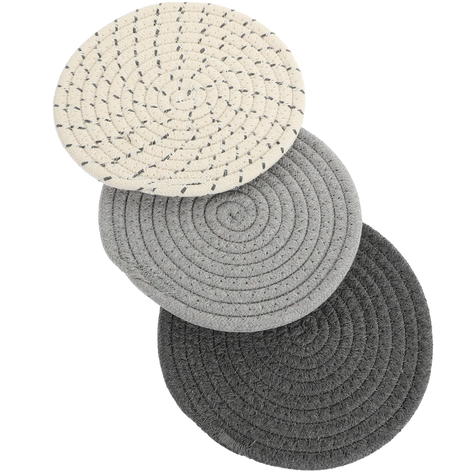

3 Pcs Woven Placemat Set Heat Resistant Non Slip Table Mat for Dining Cotton Braided Household Kitchen Bar Accessories