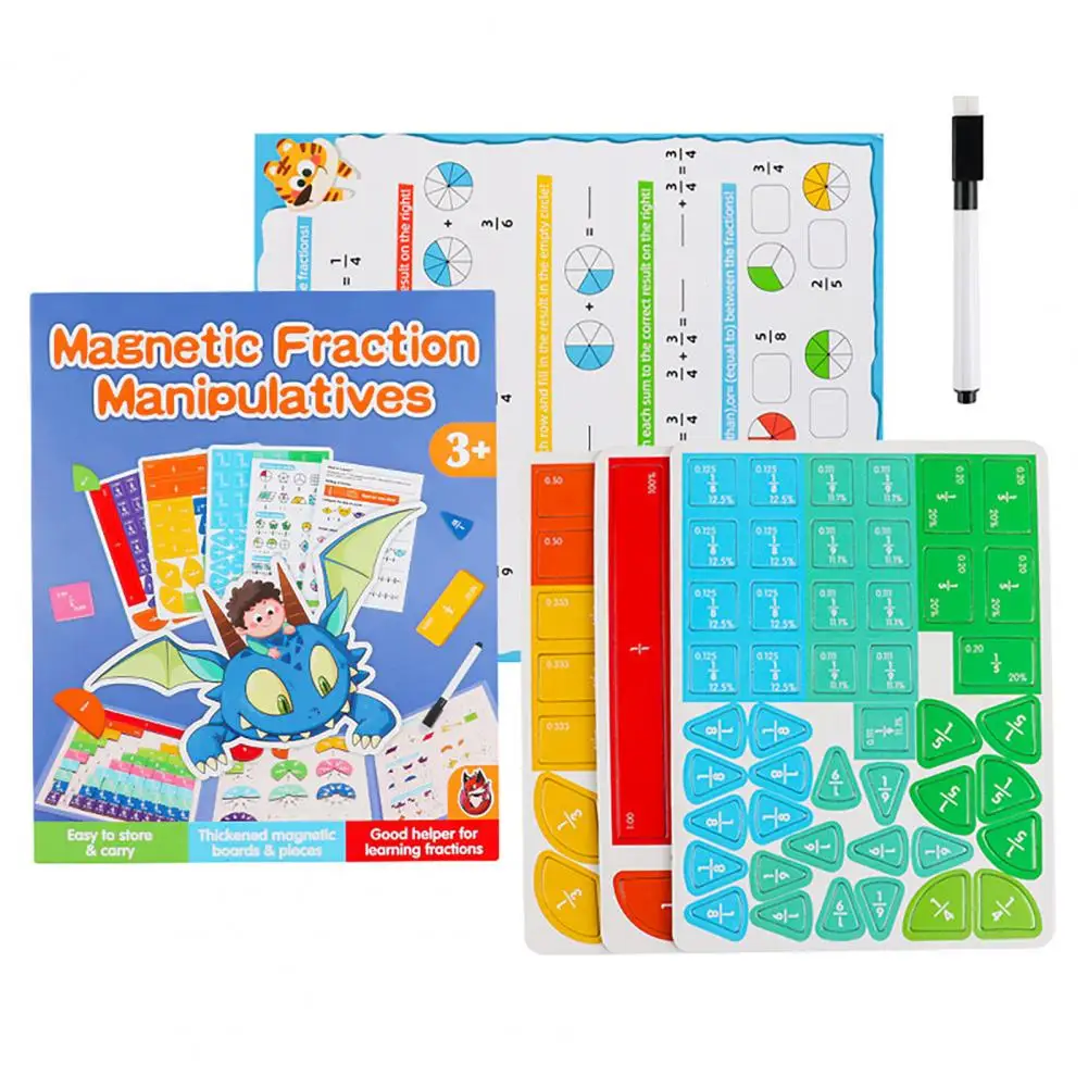 1/2 ensembles enfants fraction magnétique apprentissage jouets mathématiques livre en bois ensemble Parish aides pédagogiques apprentissage arithmétique jouets éducatifs