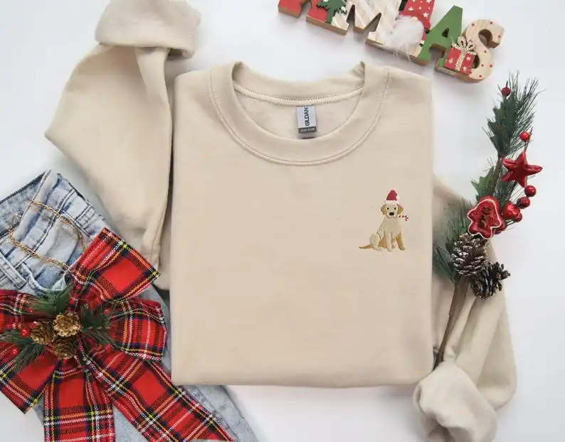 

Christmas Dog Embroidered Sweatshirt Casual Daily Wear Unisex Sweatshirt with Multiple Colors Versatile Stylish Pullover