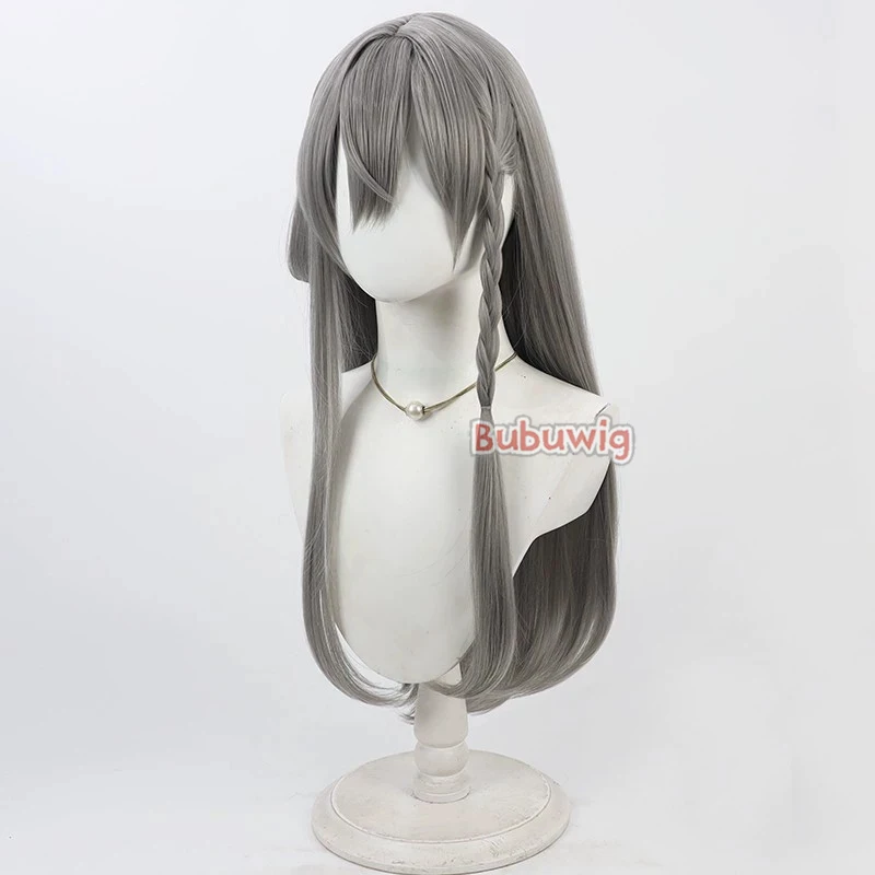 Bubuwig Capelli sintetici Kaida Haru Parrucche Cosplay Virtual YouTuber Kaida Haru 60 cm Lungo rettilineo Grigio scuro Cos Parrucca Resistente al calore