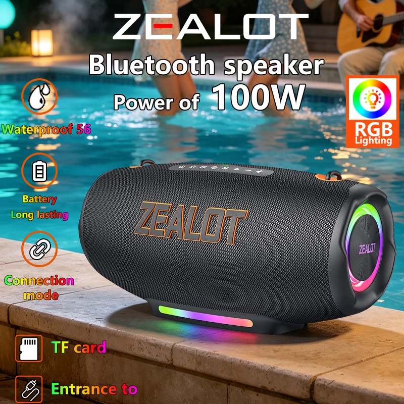 Outdoor Adventurer - ZEALOT-S127 100W Portable Bluetooth Speaker, Subwoofer,