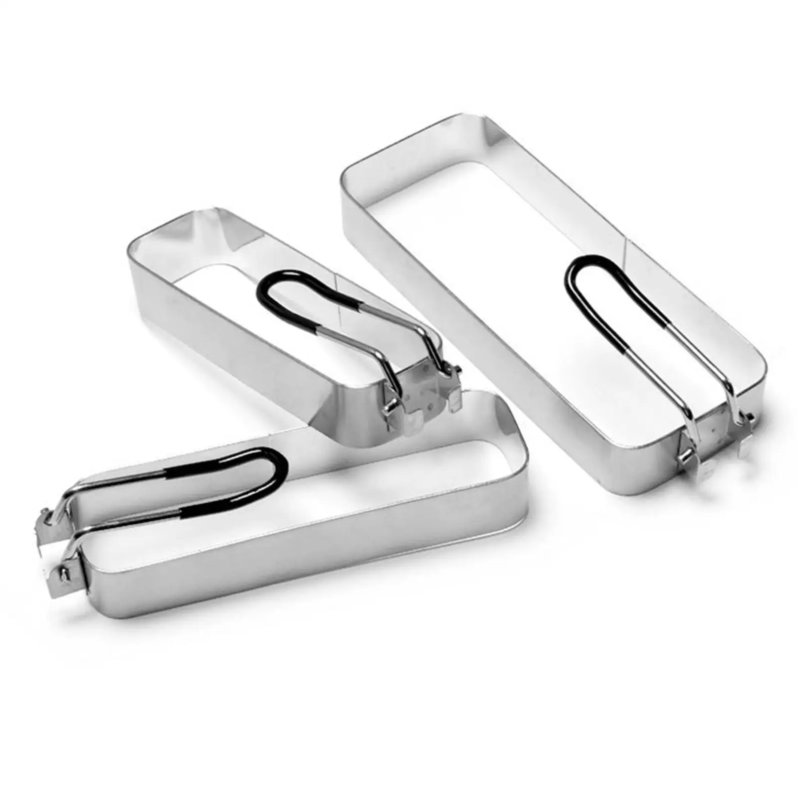 Stainless Steel Egg Pan Rings Rectangle Pancake Shaper Mold Non Stick Fried Egg Frame with Handle for Griddle Sandwiches