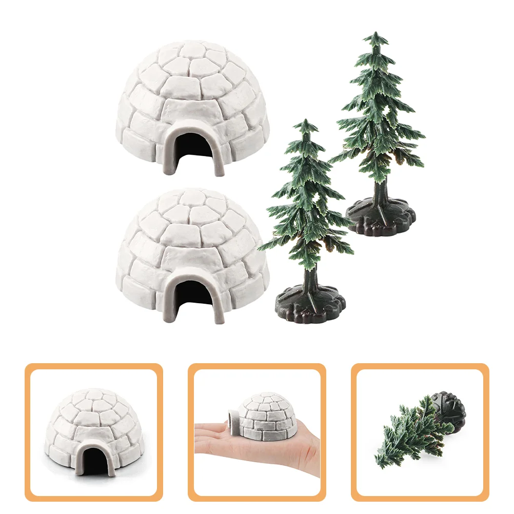 Igloo Model Miniature Christmas Tree Ice House Figurines for Decor Models Craft Figures Plastic Child