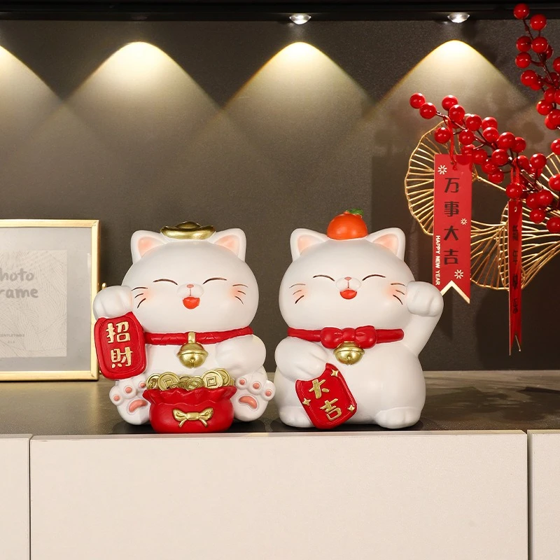 1 قطعة محظوظ المال القط الراتنج الحرفية عملة البنك الإبداعية ديكور المنزل مكتب زخرفة هووسورمينغ هدية آمنة المواد الغلاف الجوي