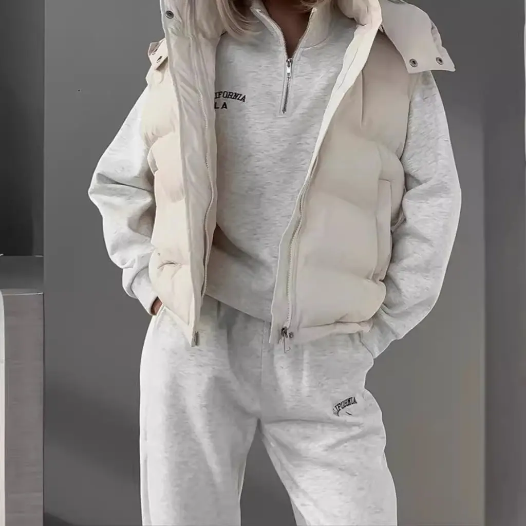 

Fashion Trend Thick Warm Sleeveless Waistcoat European American Style Cotton-Padded Jacket for Girls Autumn Winter Streetwear