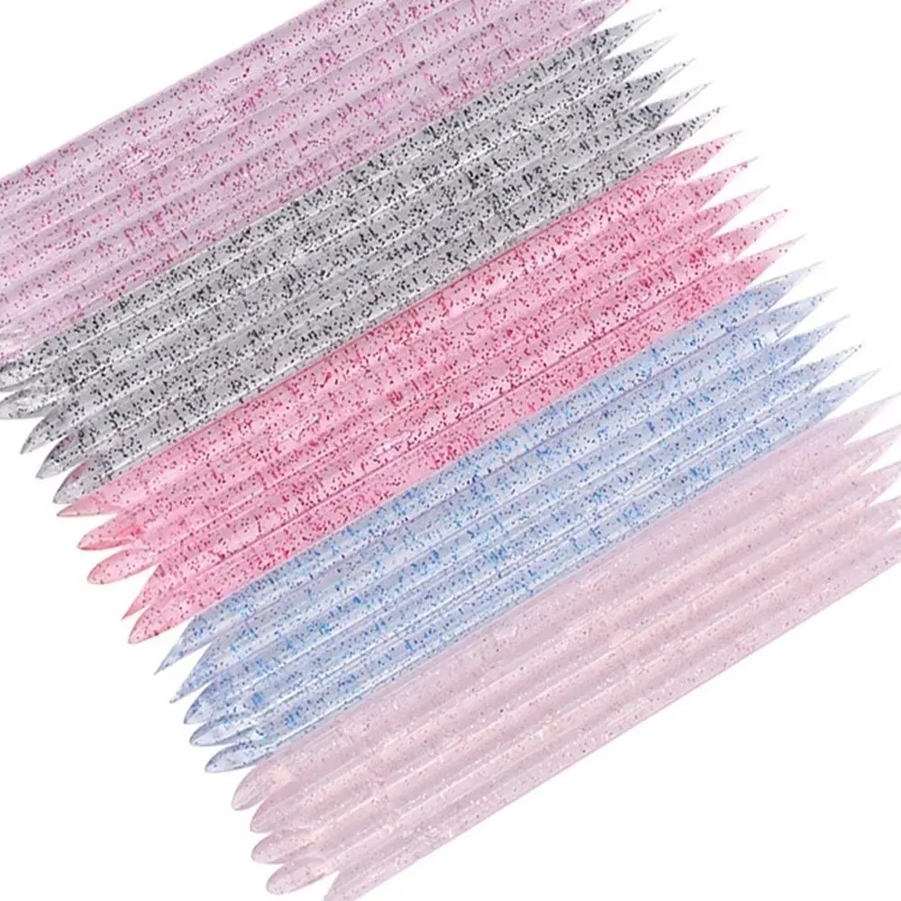 100pcs Pack Dual-ended Nail Cuticle Pusher Rhinestones Decoration 75/95mm Length Orange Wood Sticks Stick Shape Remover