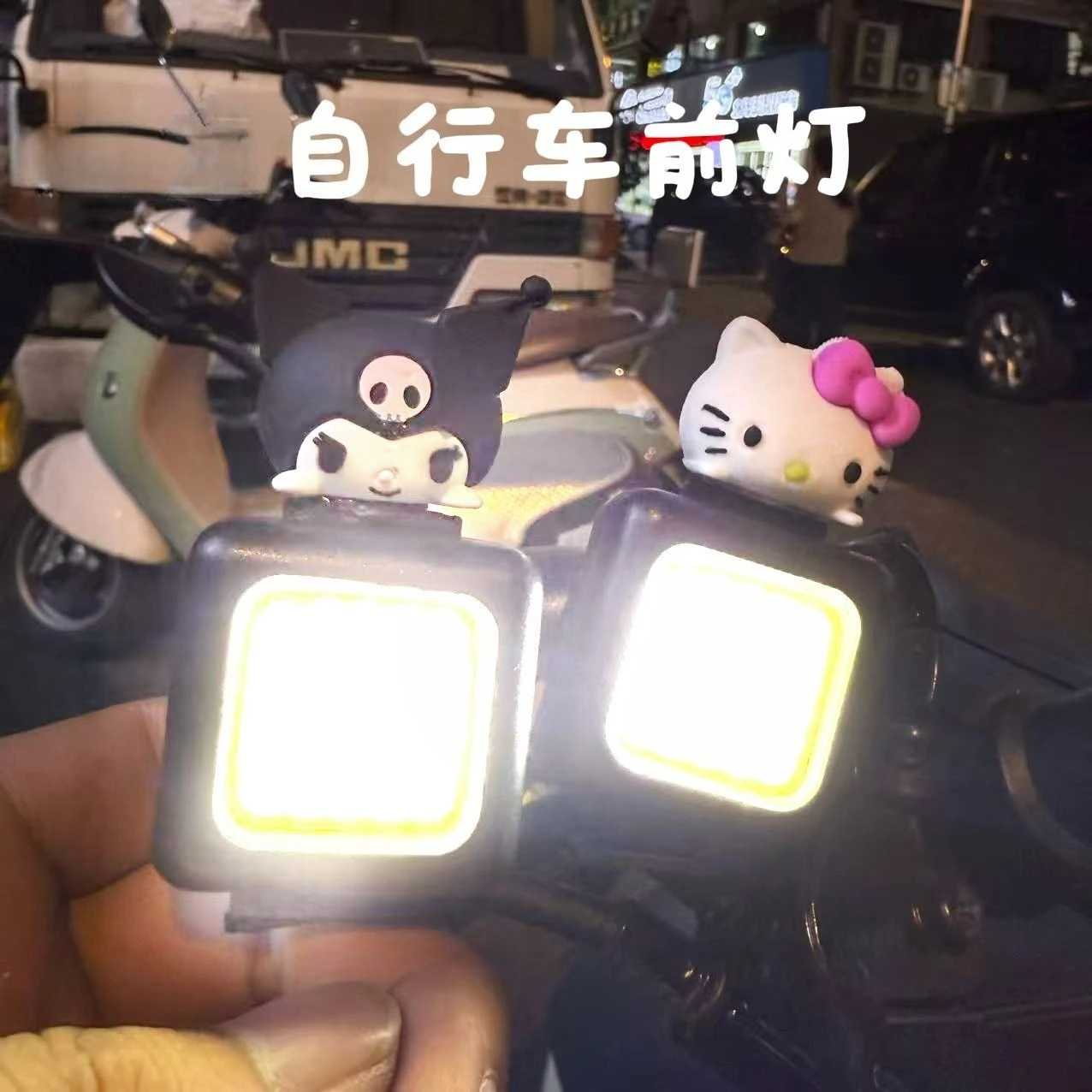 

Anime Cartoon Kawaii Sanrio 2026 Bicycle HelloKitty Headlight Mountain Bike Night Riding Lights Charging Kuromi Balance Lighting