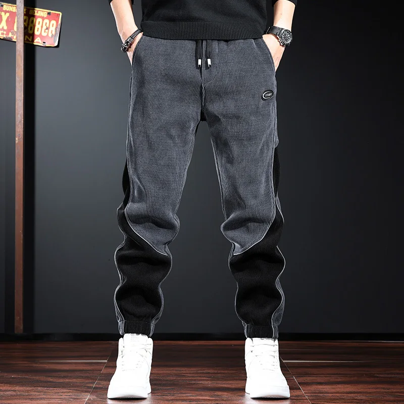 

Heavyweight Fce Lined Harajuku Sle Men's Casual Pants Autumn New Corduroy Sport Sweatpants Loose Fit Youthful Energy