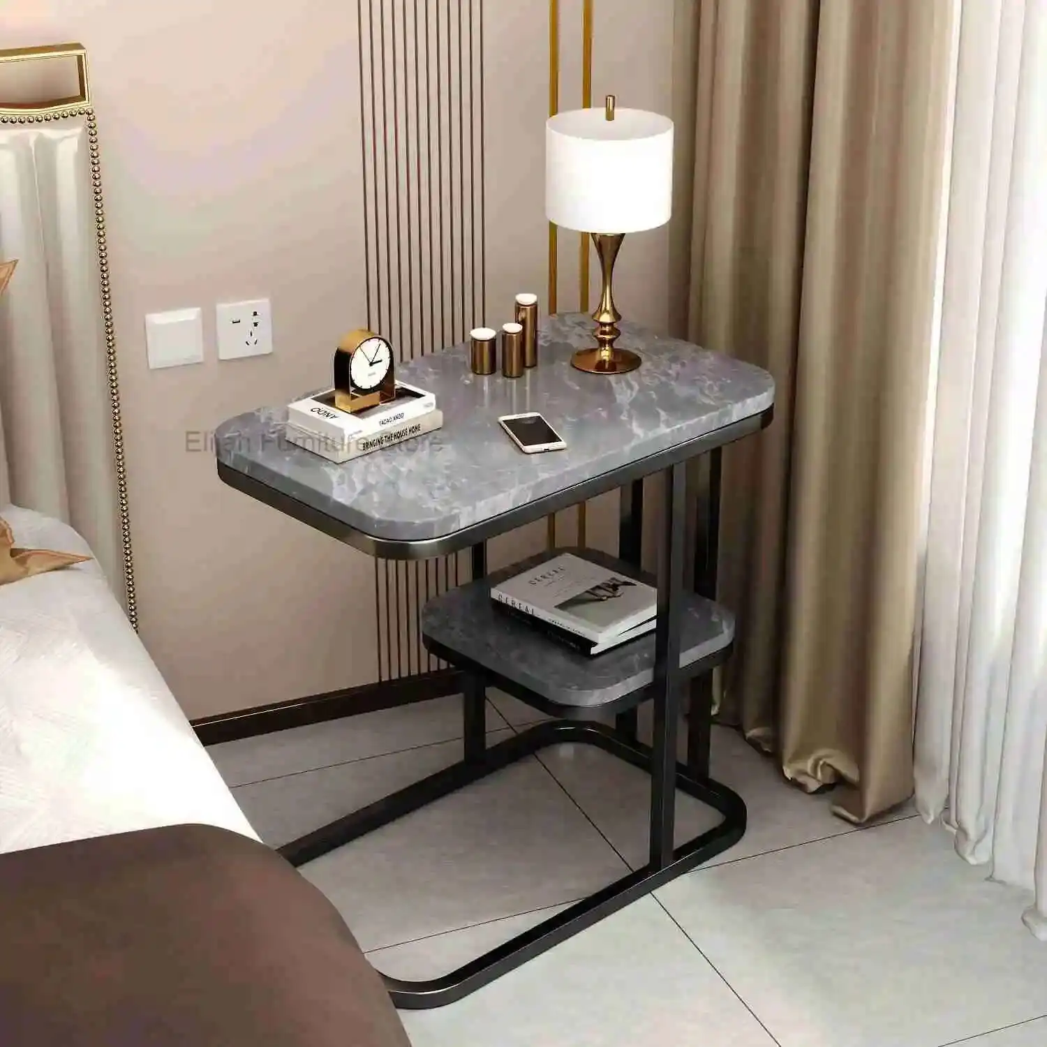 

Simple Bedside Table Modern Home Bedroom Luxurious Bedside Shelf Edge Table