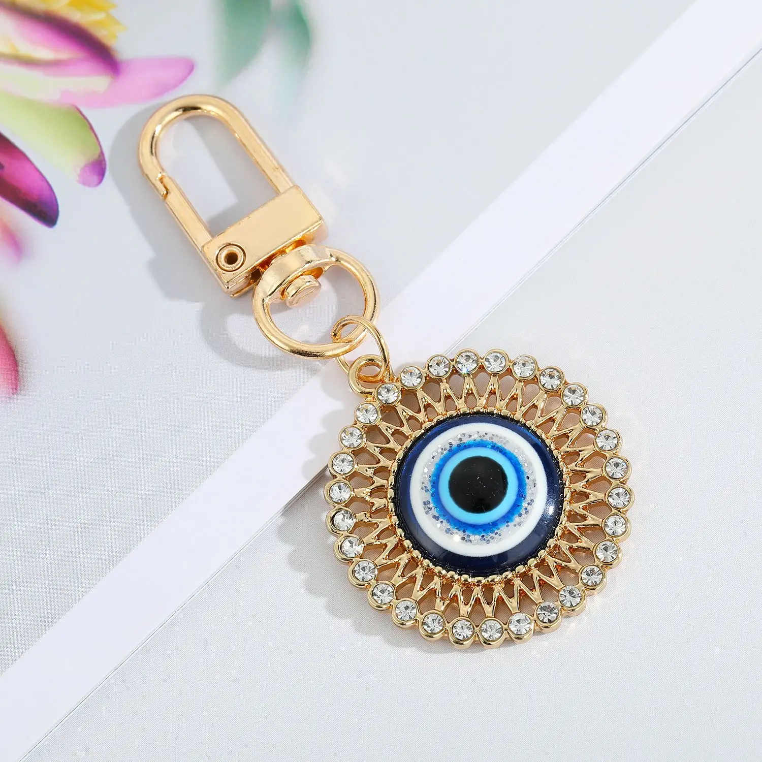 

Pendant DIY Trinkets Cartoon Car Keyring Evil Eye Key Chain Hamsa Hand Keyring Evil Eye Keychain Buddha Hand Keychains Amulet