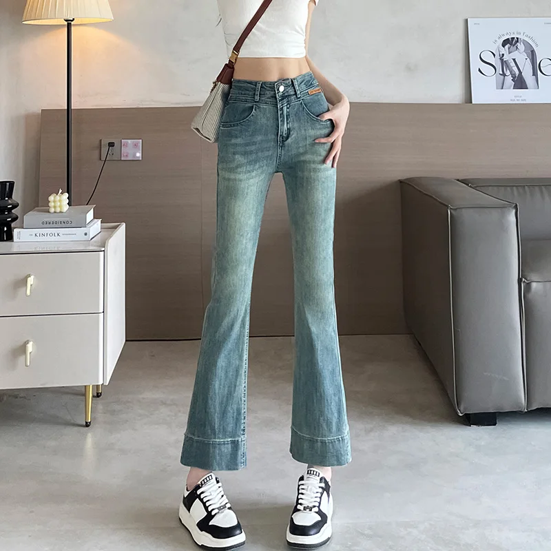 High Waisted Crop Flare Jeans for Women Cropped Bell Bottom Baggy Jeans for Women ankle Denim Pants Curvy Stretchy Bootcut