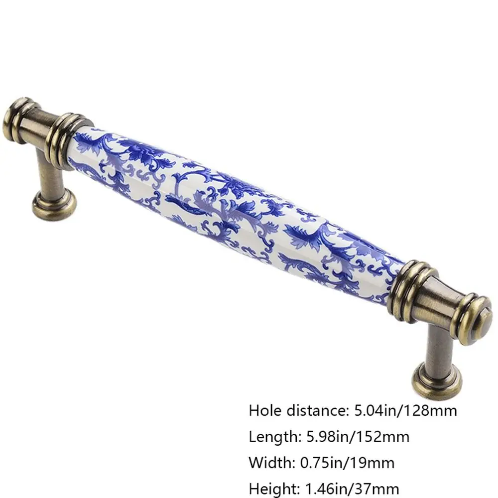 Flowers Ceramic Fashion Creative Blue And White Furniture Door Handle Pull Handles Drawer Knobs Dresser Cabinet Handles