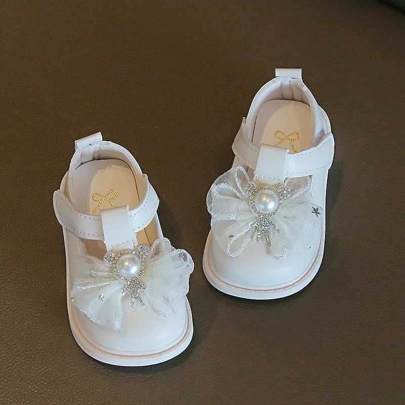 Baby Girl Princess Shoes Toddler Non-slip Flat Soft-sole Leather Shoes  Lovely Butterfly-knot Infant First Walkers