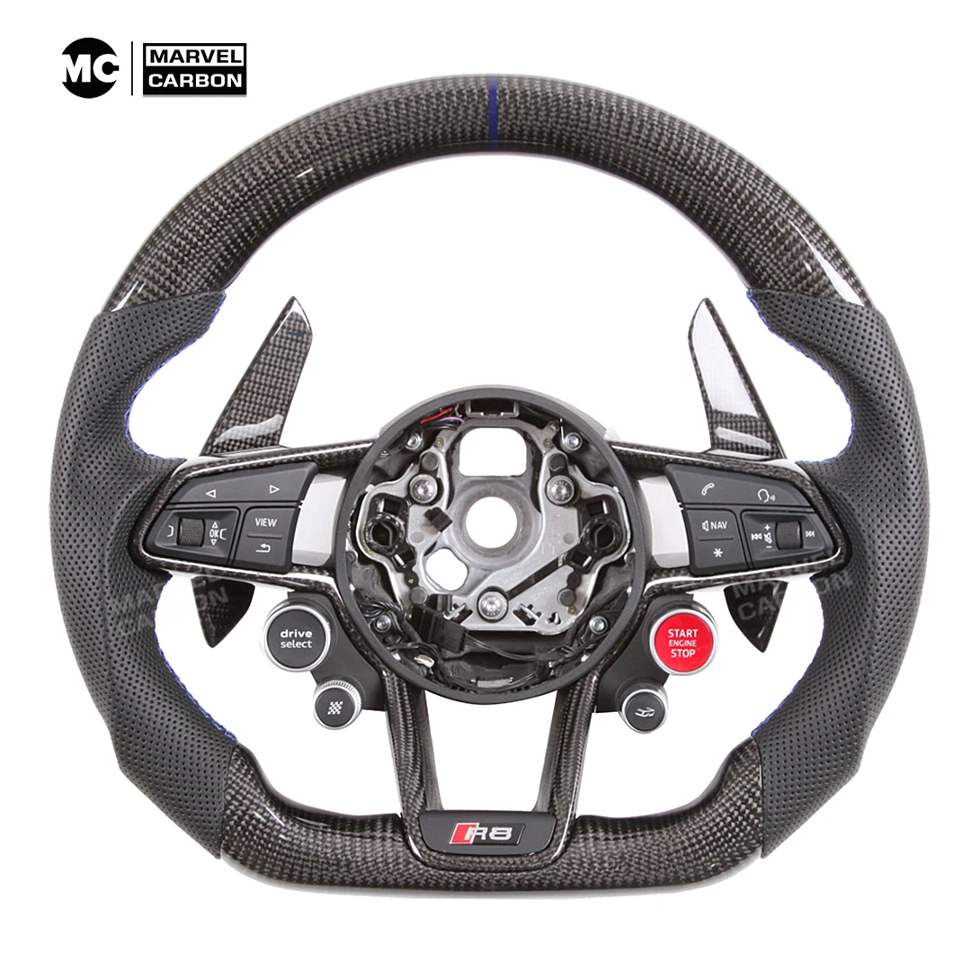 100% REAL CARBON FIBER STEERING WHEEL COMPATIBLE WITH Audi  TT，TTRS，R8