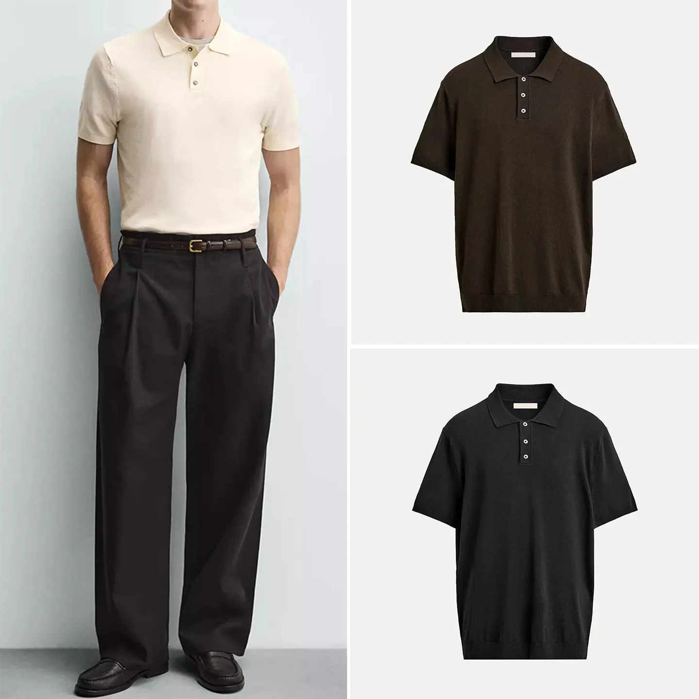 

Модная вязаная приталенная рубашка с коротким рукавом для мужчин, прямого кроя, с воротником, зима 2025, новинка, бренд Z