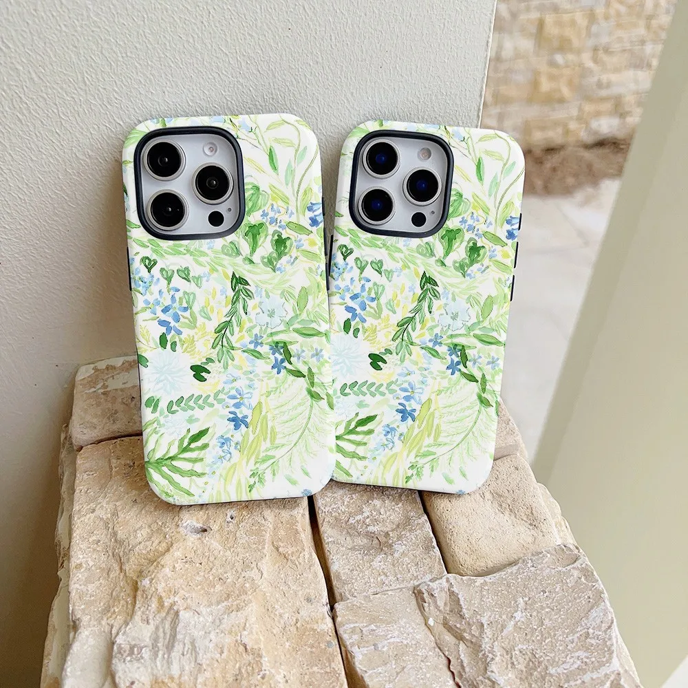 Blended Plant Drawing Phone Case for Samsung Galaxy S22 S23 S24 S25 S26 FE Plus Ultra Edge 4G 5G Luxury Double-layer