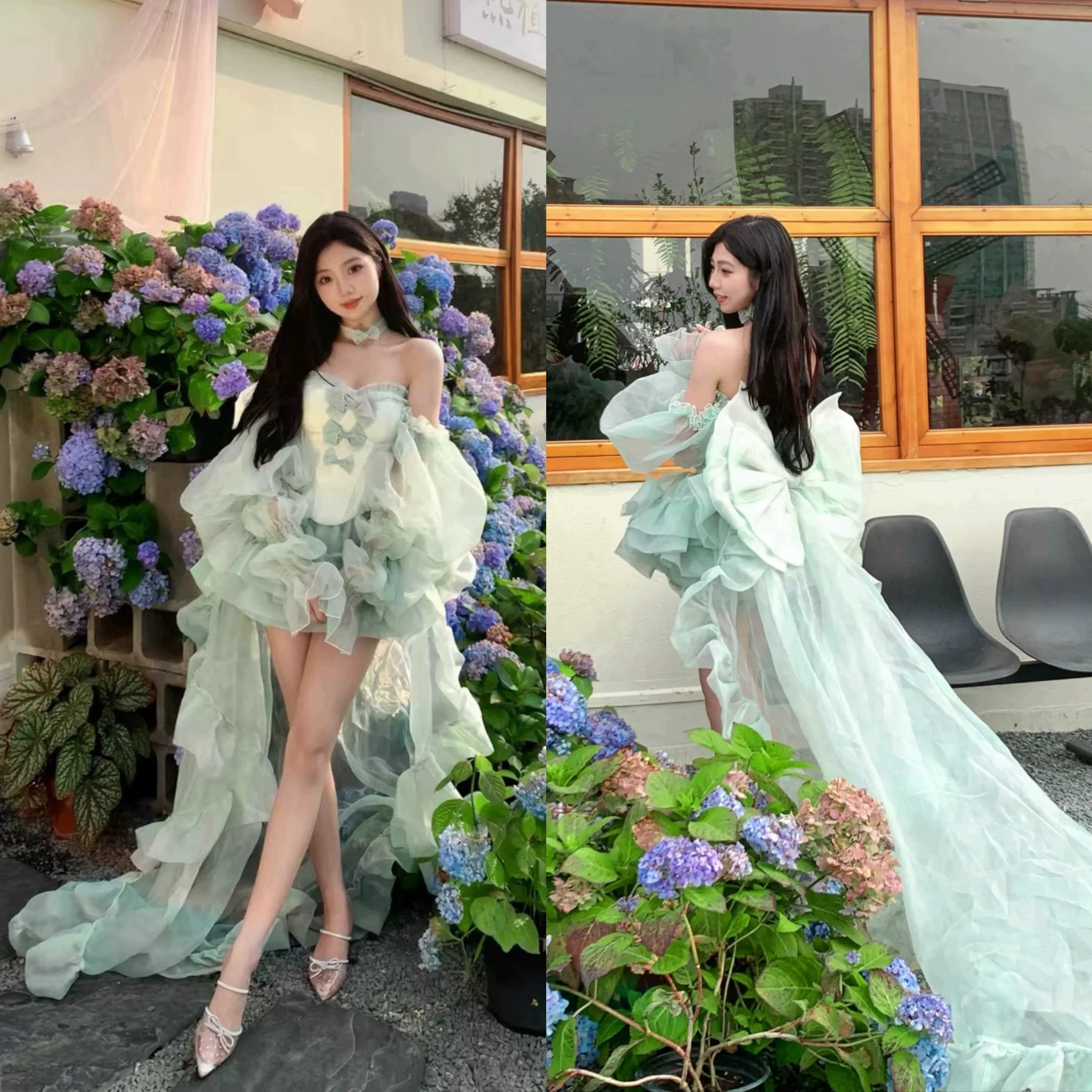 2025 Summer New Japanese Style Original Princess Lolita Dress Birthday Party Sweet Girl High-end Green Cute Puffy Dress