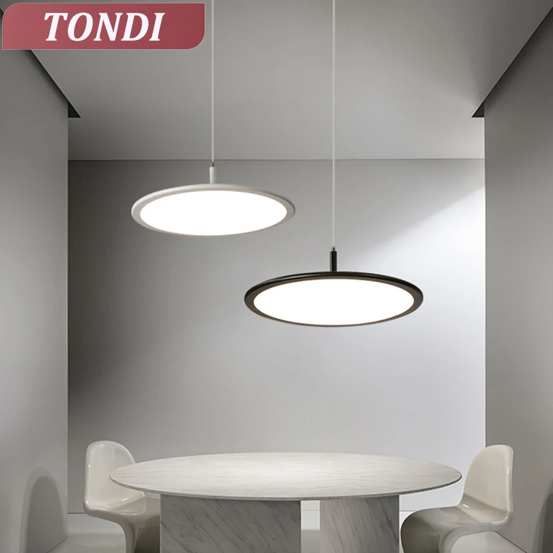 lustre de teto ultra fino led sala de jantar estudo cozinha bar candeeiro de mesa branco preto casa iluminacao decorativa 01