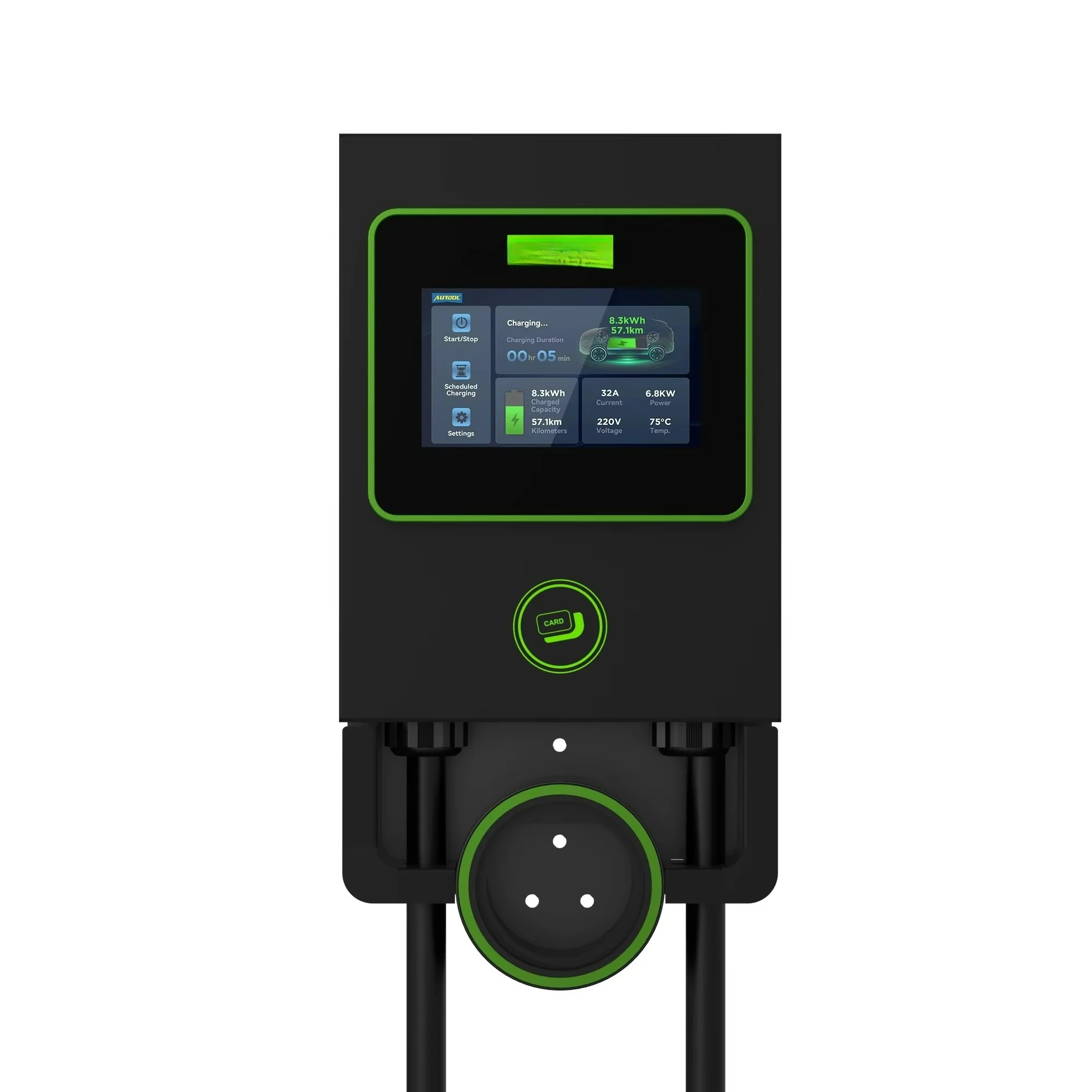 

C701 OEM Домашняя настенная подвеска 32a Автомобиль Ev Быстрая электромобиль 7 кВт Зарядная станция Оптовая продажа Подходит для Ev с кабелем 8 м