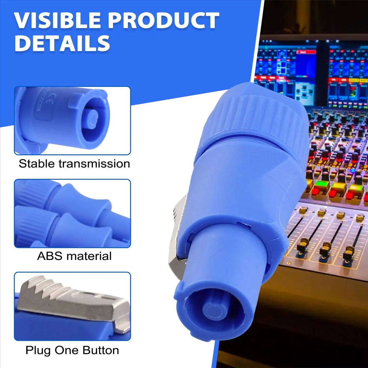 A14M 10Pcs 3 PIN Male Powercon Connector Signal Input Jack for Beam Light Stage Light Power Input
