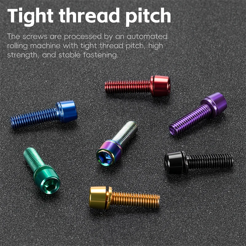 6pcs/set Bicycle Handlebar Screws M5 18mm Titanium Plated Colorful Stainless Steel MTB Road Bike Stem Bolts Cycling Parts