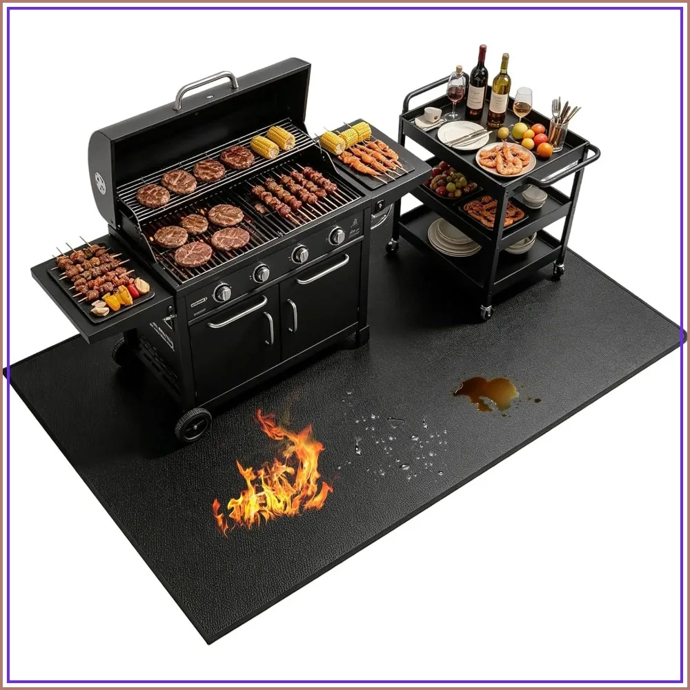

Large 90x52" Under Grill Mats, Double-Sided Fireproof, Waterproof & Oil-Proof, Easy Clean BBQ Mat for Deck Patio