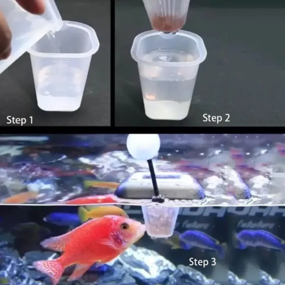 Floating Frozen Red Worm Cup Fishes Feeder Plastic Cone Live Food Cup Shrimp Feeding Cup Removable