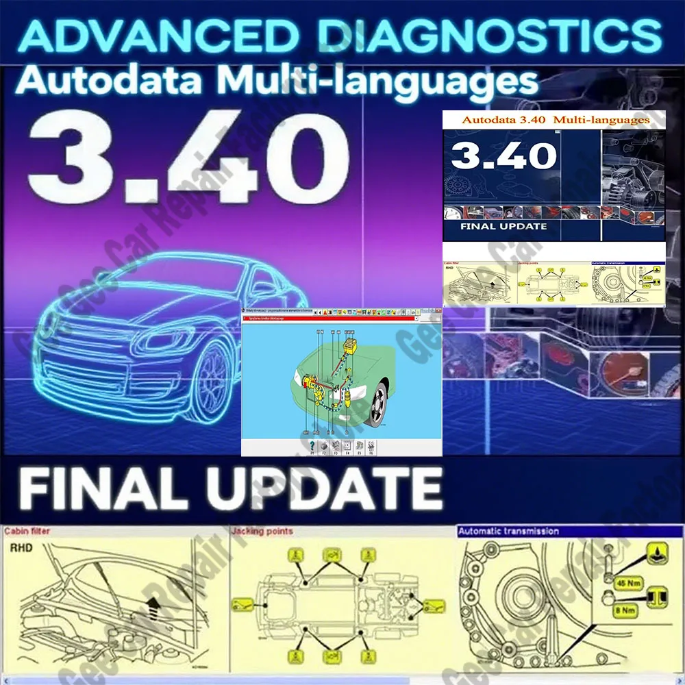 

New obd2 scanner Software AutoData 3.40 Multi-languages Auto Repair Guide Version Automotive English/Spanish/Portuguese/Croatian