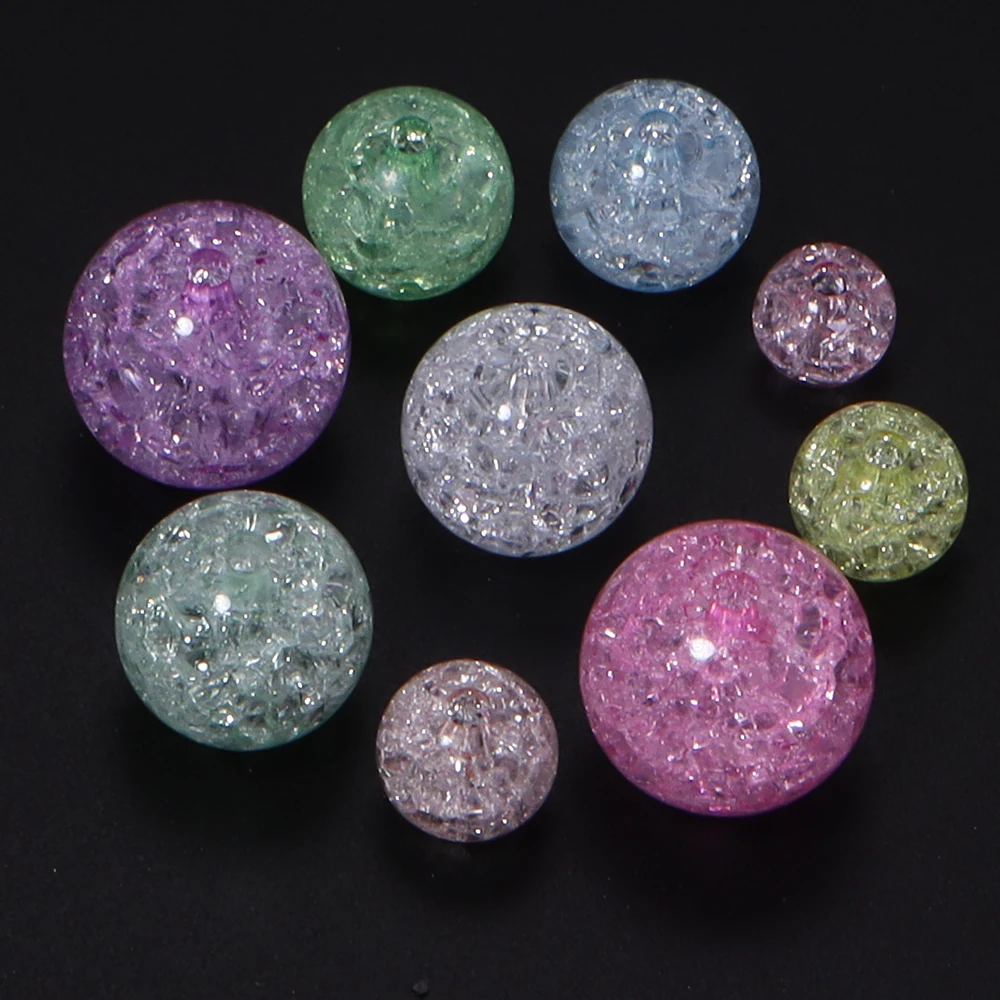 20-100 Stück 8 10 12 14 16mm runde, geknackte Kristall-Acrylperlen, lose Abstandshalterperlen für die Schmuckherstellung, DIY-Armband-Zubehör – Detail 3