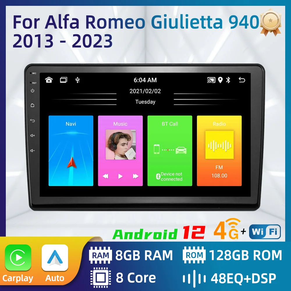 Android Car Radio For Alfa Romeo Giulietta 940 2013 - 2023 2 Din Multimedia GPS Carplay Android Auto Autoradio Stereo Head Unit