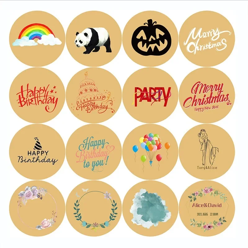 100pcs custom Personalised Sealing sticker Add your Logo text Wedding handmade white background 4CM