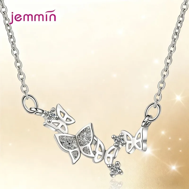 

Милая бабочка с цветком, твердые стерлингового серебра 925 пробы, кристаллы CZ, циркон, колье для пирсинга, ювелирные аксессуары, модное ожерелье для женщин