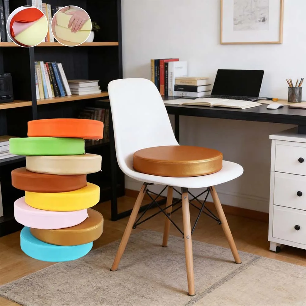 

Removable Round PU Leather Seat Cushion Memory Foam Chair Pad Soft Comfortable Waterproof Floor Mat for Home Office Car Outdoor