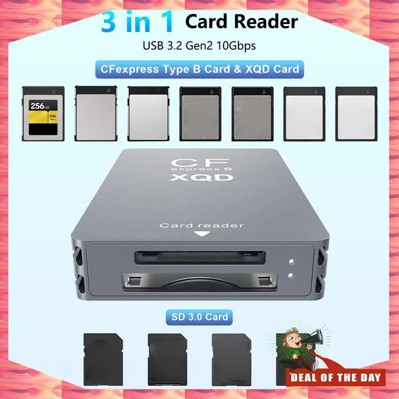 24-Hour Delivery Dual-Slot USB 3.2(10Gbps) For Sony G/M Series, Lexar 3 In 1 Cfexpress Type B/XQD SD Card Reader, Memory Card Re