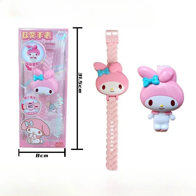 Sanrio My Melody Kuromi Transformer Watch Anime Character Cinnamoroll Modeling Accessories Kawaii Children\'s Toy Girl Gift