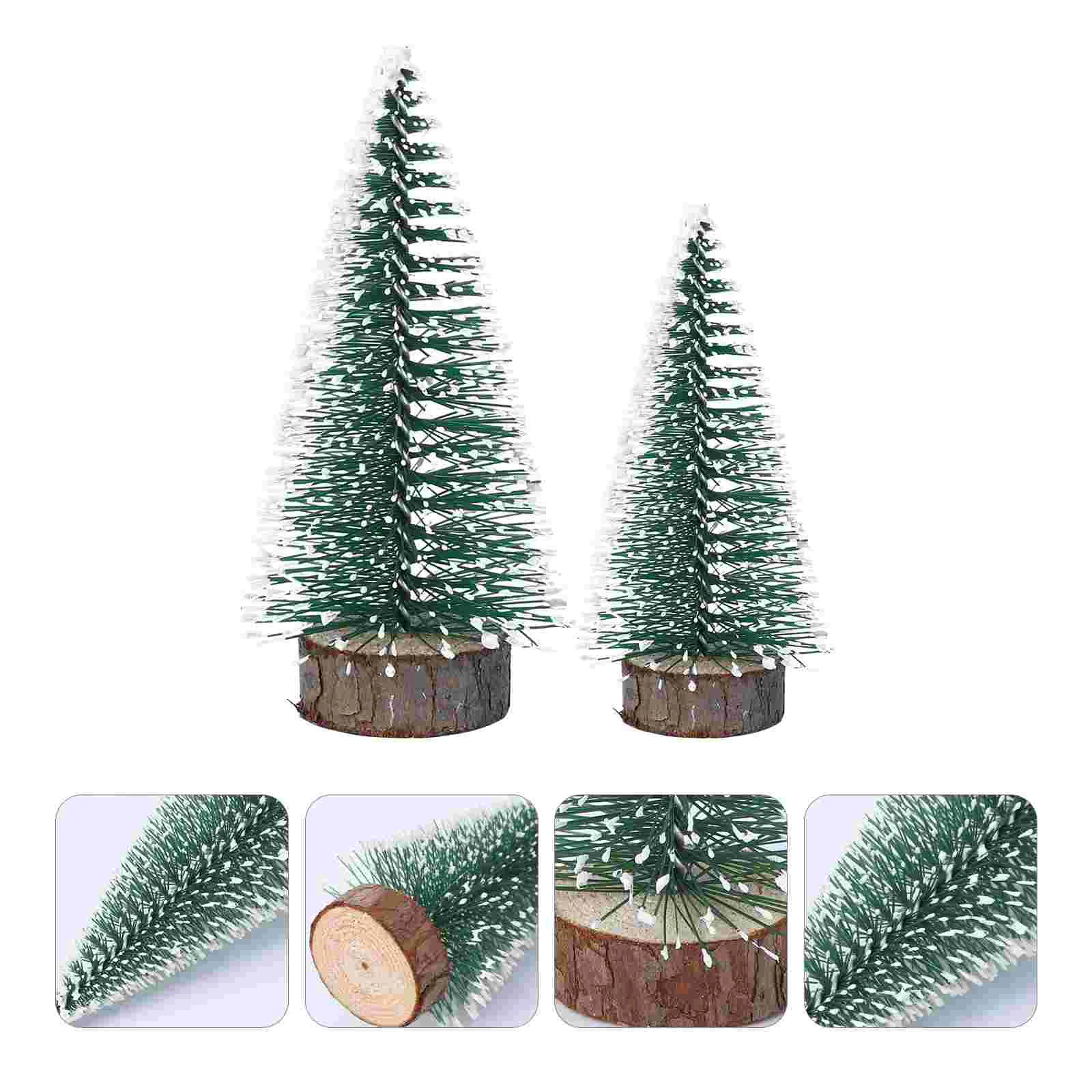 

6 Pcs Number Outdoor Christmas Decorations Outdoors Log House Items Small Wooden Tree