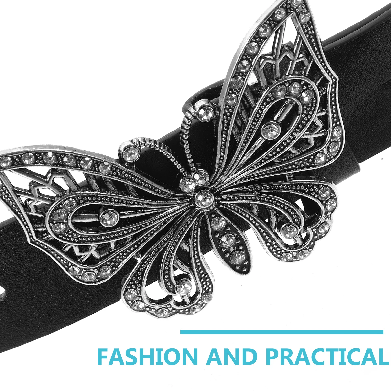 

Vintage Butterfly Buckle Dress Belt Women Rhinestone Waist Strap Elegant Costume Accessory Trendy Fashion Women Belt
