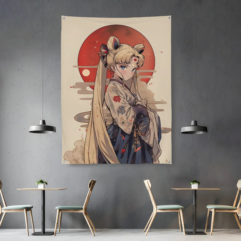 

S-Sailor M-Moon Ancient Cute Flag Home&Garden Outdoor Microfiber Printed Decoration Background Art Flag Banner