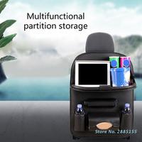 Car Backseat Organizer Foldable Table PU Leather Storage with Tablet Holder Protector Kick Mats Tray Waterproof Travel