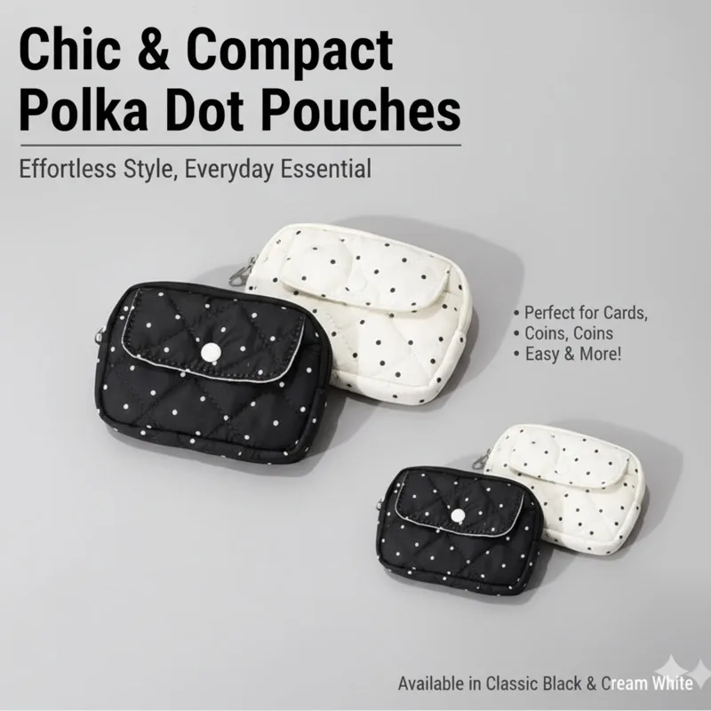 

Korean Style Polka Dot Bag Embroidery Soft Tampon High Capacity Sanitary Napkin Pouch Thicken Makeup Organizer Daily Storage Bag