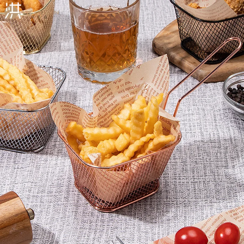 100 pcs/lot Convenient electroplate Fried French fry basket, frying basket, frying net, filter screen