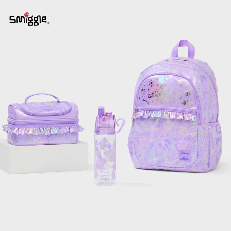 Original Disney Australian Smiggle Crown Princess Children\'s School Bag Stationery Pen Box Lunch Bag Backpack Student Gift